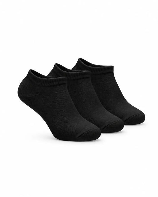 Women’s Black Lycra Short Socks 3-Pack – 80% Cotton