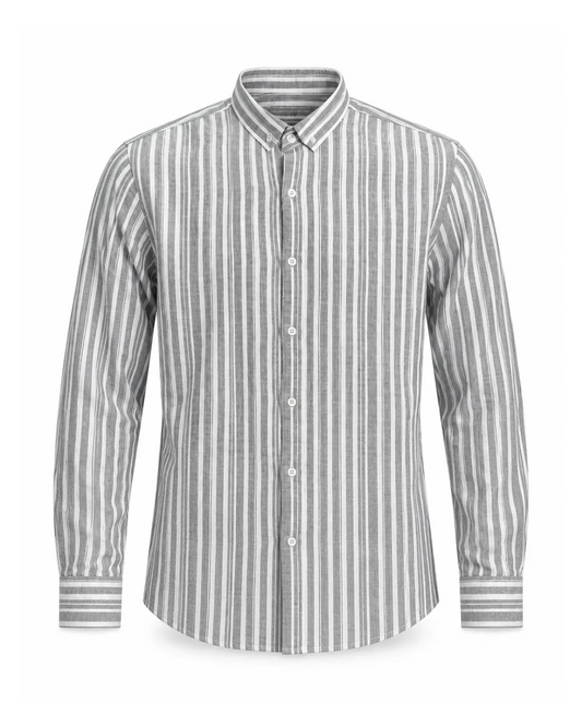 Men's striped shirt with long sleeves -grey