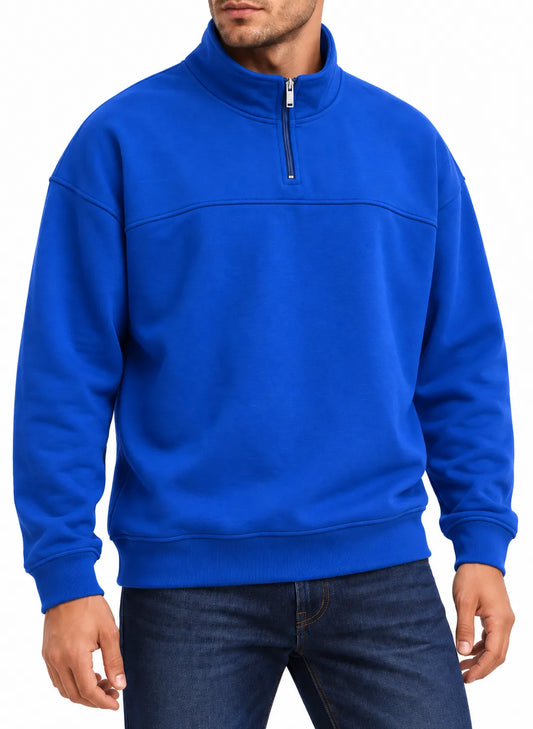 Men's Half-Zip 100% Cotton Sweatshirt