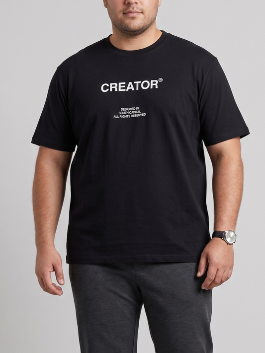 Men`s Printed T-Shirt Special size- Short Sleeve -Black