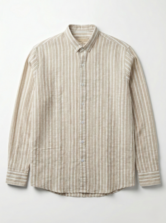 Men's striped shirt with long sleeves - Cafe