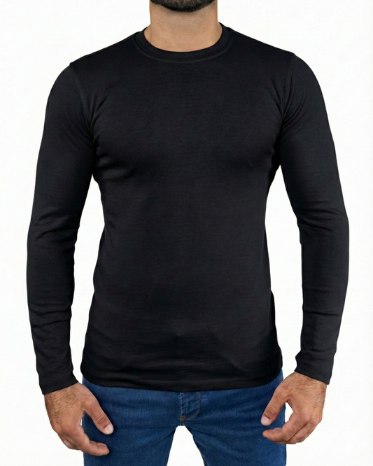 Men’s Basic crew neck T-shirt with sleeves -Black