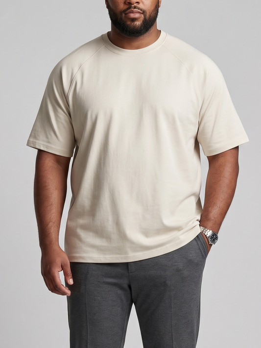 Men`s Fashion T-Shirt Special size- Short Sleeve -Biege