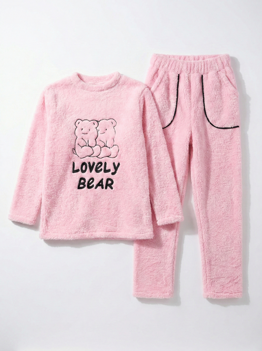 Women's Pink Sherpa Pajama Set