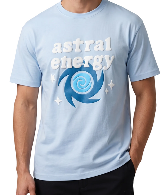 Men`s Printed T-Shirt Over Size – Light Blue