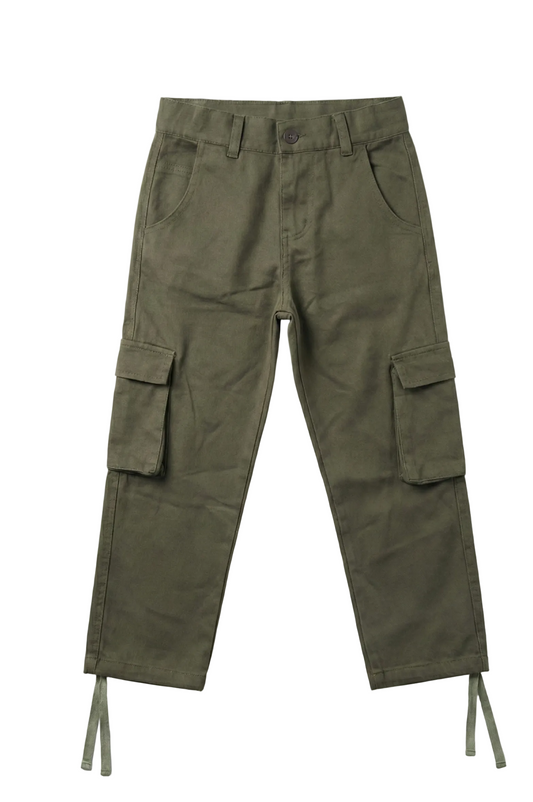 Boys' wide leg gabardine trousers - Olive