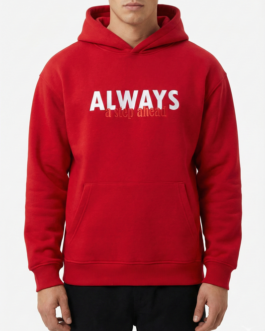 Men's Red Graphic Hoodie - Cotton Blend