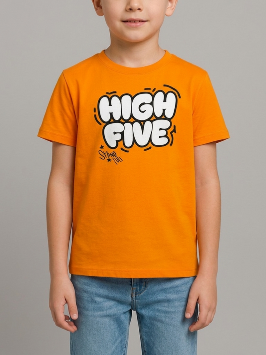Boy`s Printed T-Shirt – Short Sleeve - Orange