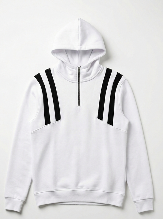 Men's Basic half-zip sweatshirt with hood - White