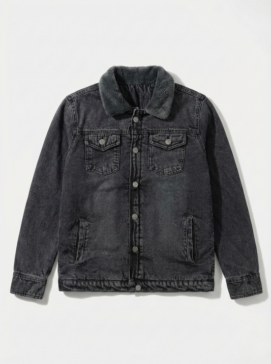 Men's denim jacket with fur lining