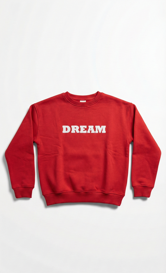 Boys' Red Crew Neck Sweatshirt - Cotton Blend - Print