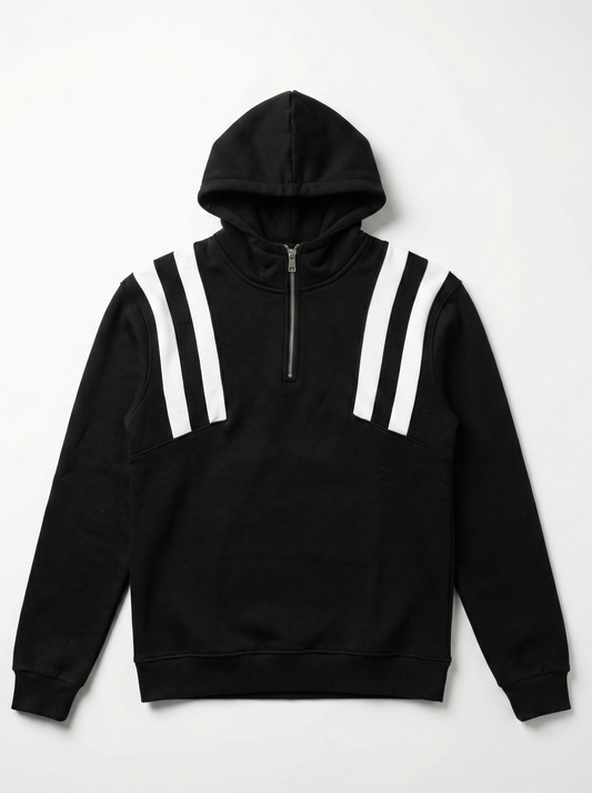 Men's Basic half-zip sweatshirt with hood -Black