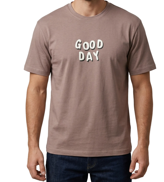 Men`s Printed T-Shirt – Over Size -Brown