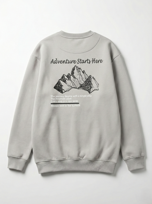 Men's Grey Crew Neck Sweatshirt - Cotton Blend-Print