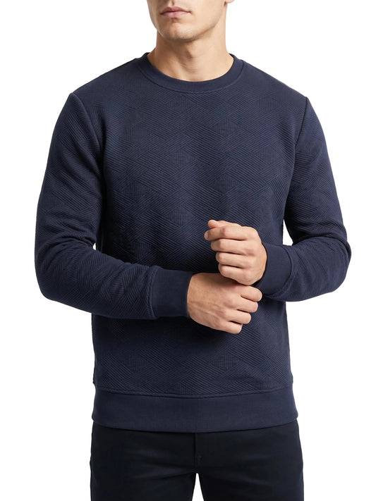 Men's navy blue crewneck sweatshirt made of cotton blend from TREE
