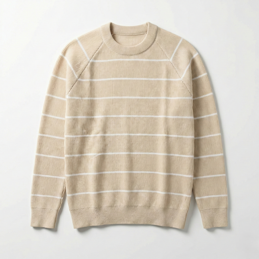 Men's striped amaranth Round Neck pullover