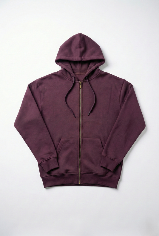 Men's Oversized Sweatshirt Jacket - Burgundy