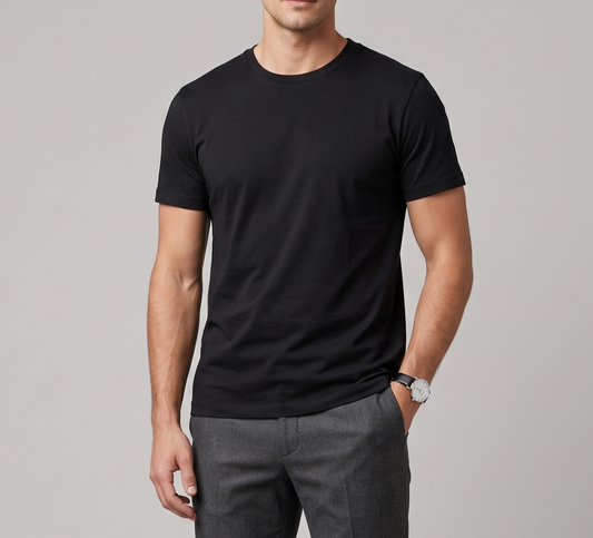 Men's T-Shirt Basic Round Neck -BLack