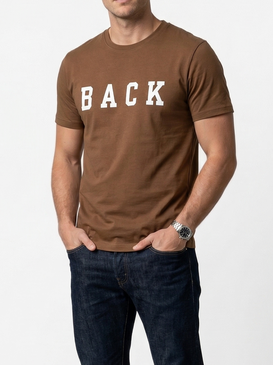 تيشيرت رجالي مطبوع – أكمام قصيرة – بني