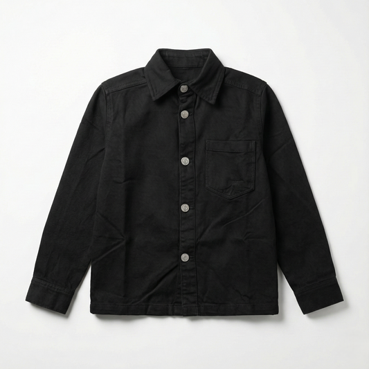 Boys' gabardine overshirt -Black