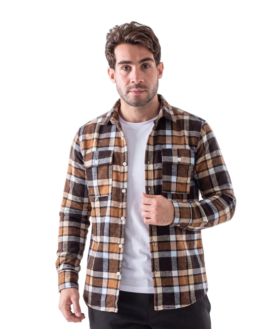 Men's Winter Plaid Shirt Brown