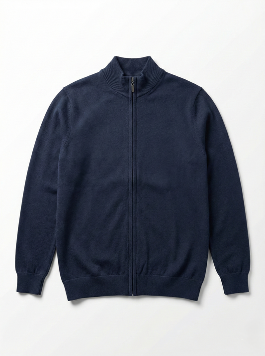 Men’s Zipper Knit Jacket - Dark Blue