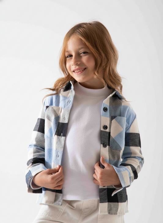 Girls' Winter Shirt - Blue & Black