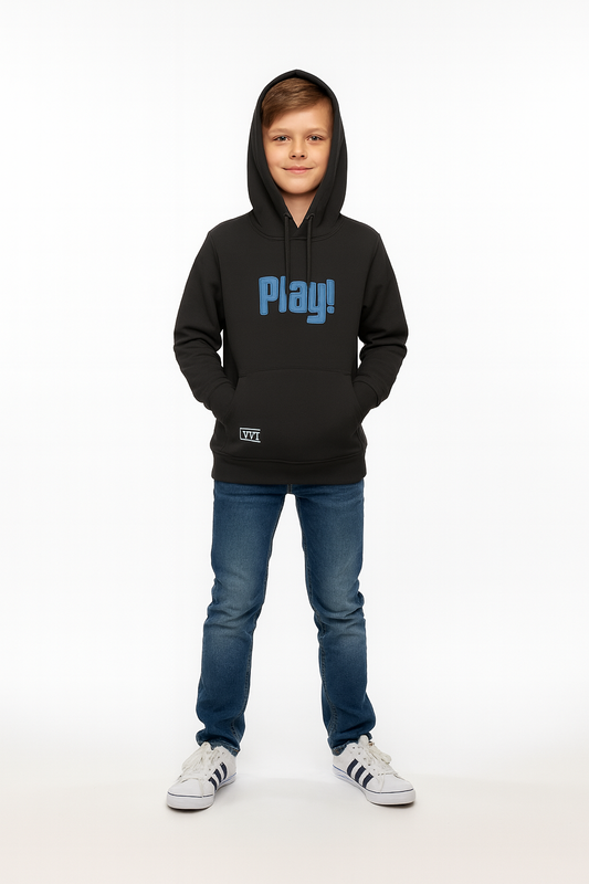 Boy`s Hoodie with "PLAY!" Graphic Print