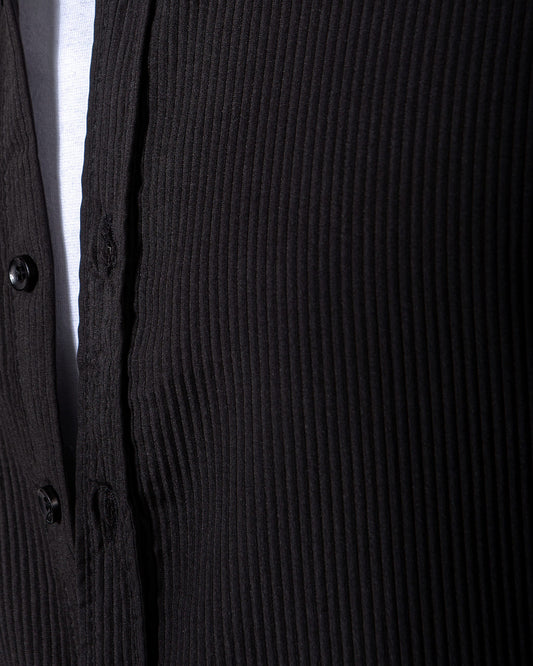 Men's Shirt ribbed with Sleeves - Black