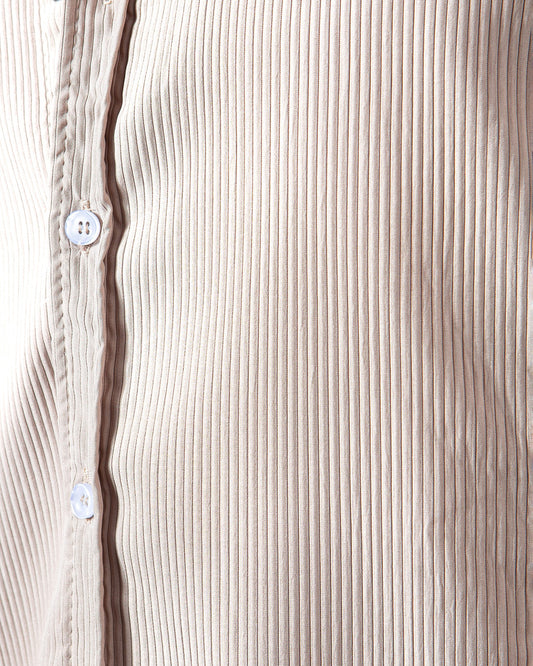 Men's Shirt ribbed with Sleeves - Beige
