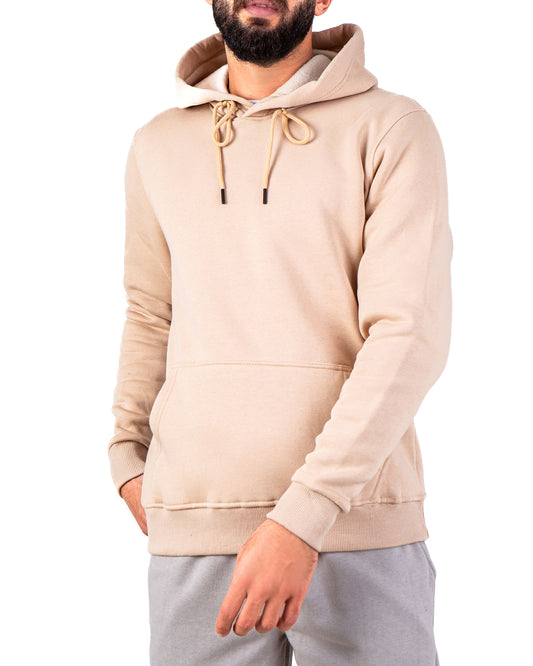 Men’s Plain Hoodie Sweatshirt - Beige