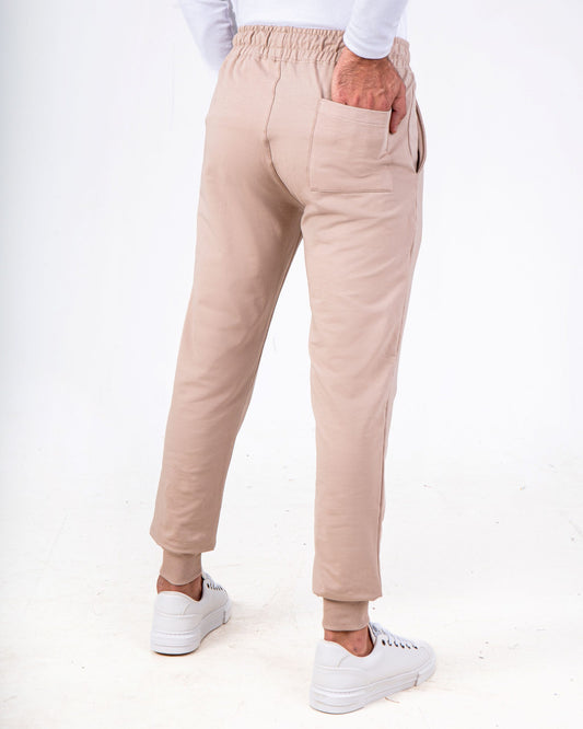 Men`s Sweatpants Regular Fit Elastic Band With Pockets Summer Milton - Beige
