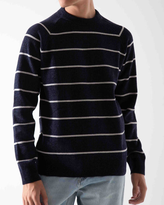 Men's striped amaranth Round Neck pullover