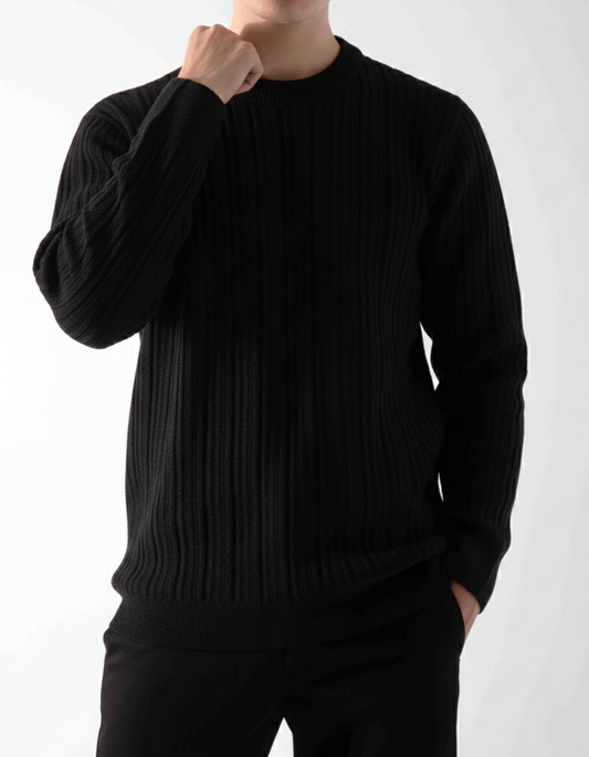 Men's striped easy amaranth Round Neck pullover