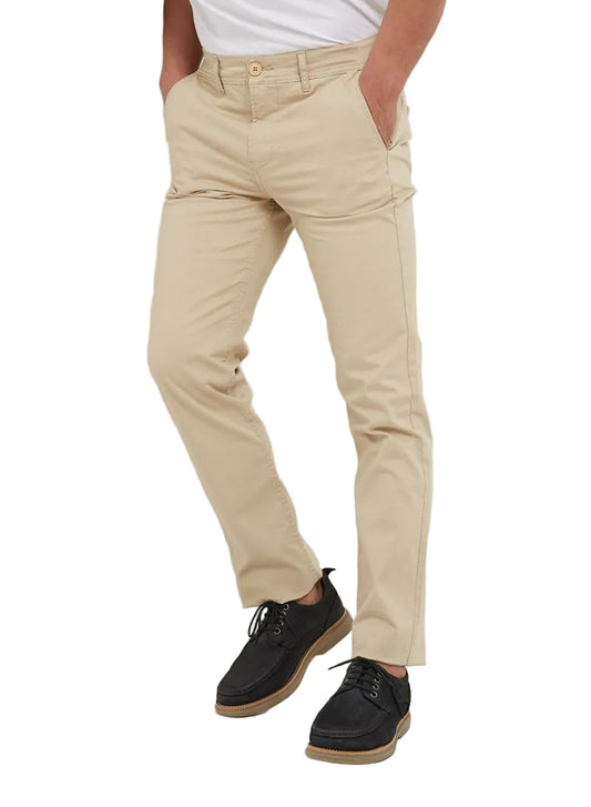 Men`s Gabardine Pants Slim Fit With Side Pockets Beige
