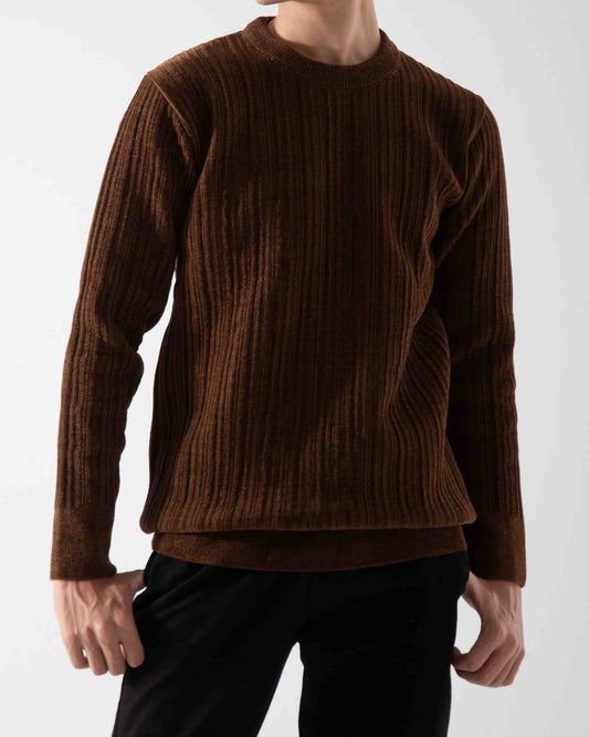 Men's striped easy amaranth Round Neck pullover