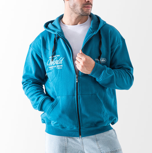 Men's Oversized Sweatshirt Jacket Printed - Genzari