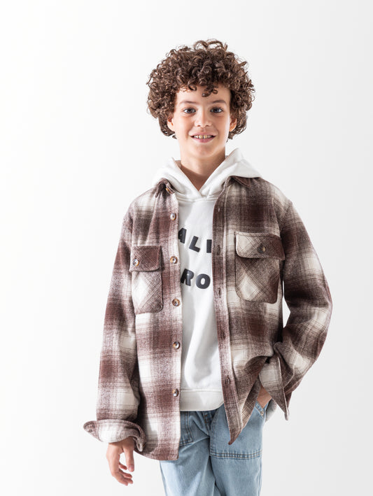 Boys' winter plaid shirt