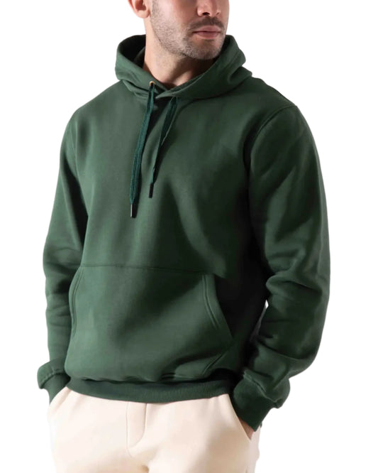 Men's Basic Cotton Blend Hoodie Dark Green