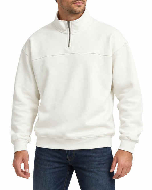 Men's Half-Zip 100% Cotton Sweatshirt