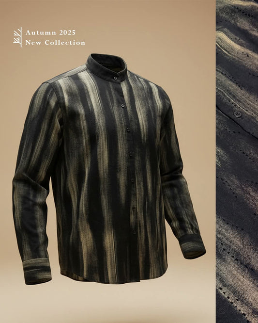 Men's 100% Cotton Collar Shirt- black