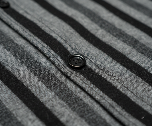 Men's Winter Striped Long Sleeve Shirt - Black