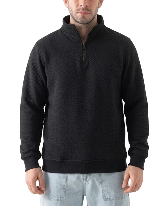 Men's Textured Quarter-Zip Sweatshirt Black