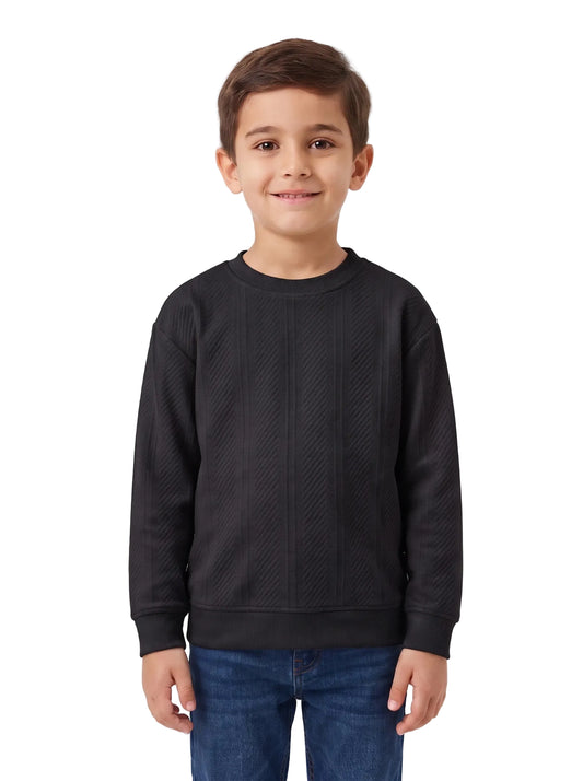 Boys' ribbed crewneck sweatshirt - TREE