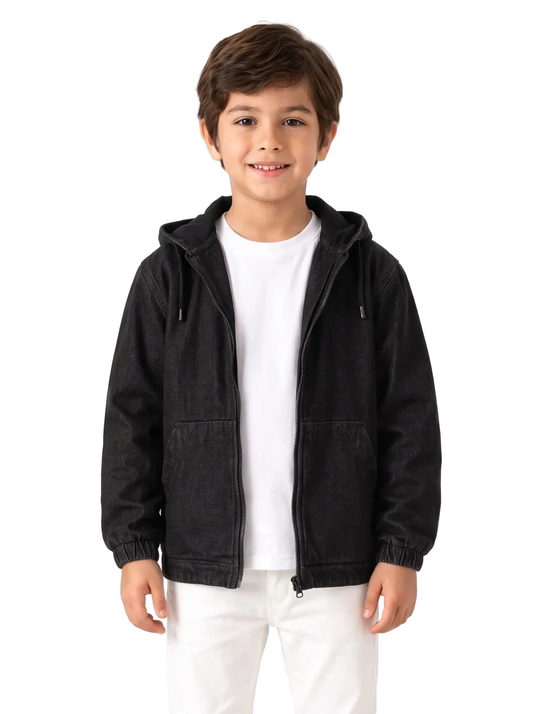 Boys' zipper denim jacket black - TREE