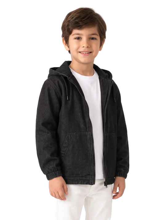 Boys' zipper denim jacket black - TREE