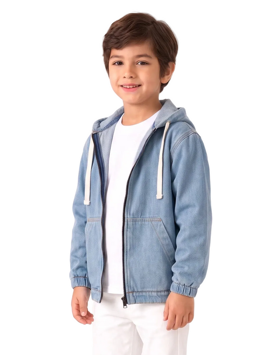 Boys' zipper denim jacket light blue - TREE