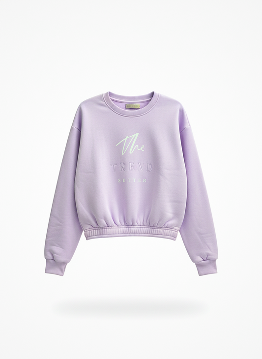 Girls' Printed Sweatshirt Round Over Size