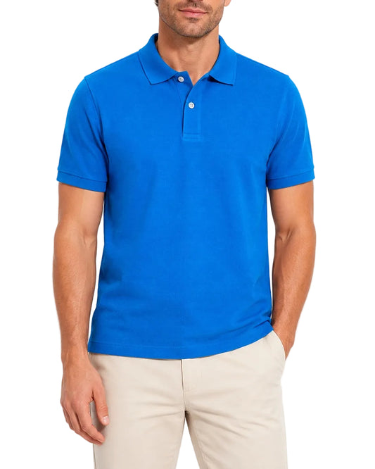 Men’s Turquoise Textured Piqué Polo Shirt – Regular Fit