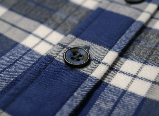 Men's Winter Plaid Long Sleeve Shirt-Navy